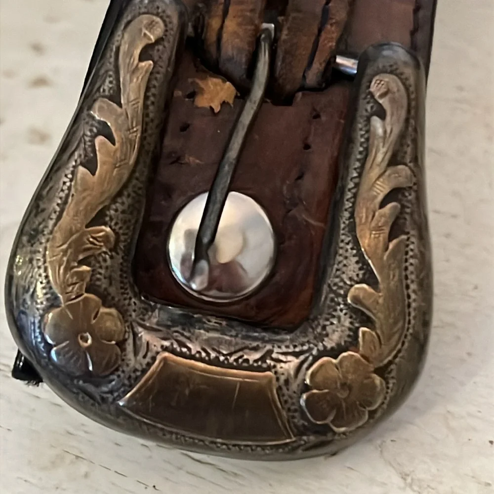 OOAK Sterling Silver & 10k turquoise python hibco buckle Southwick leather belt
